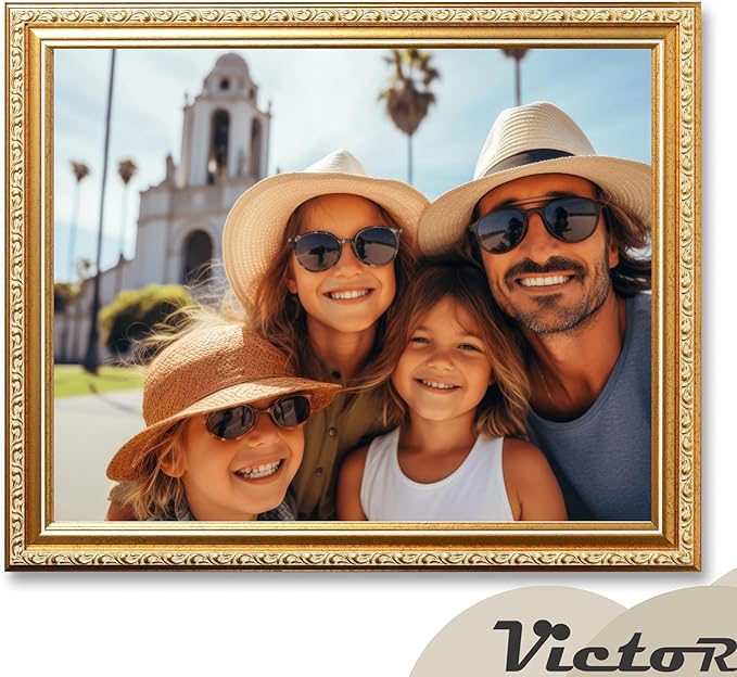 VictoR Picture Frame Chagall 11x14 Gold - Vintage Picture Frames with Shutterproof Acrylic Glass - 11 x 14 Photo Frame - Gold Picture Frames - Antique - only for hanging