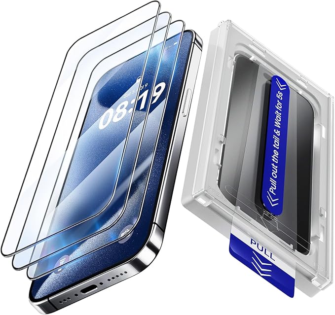 Fonowlo 3 Pack Screen Protector for iPhone 16 Pro Max [6.9 Inch] with Auto-Alignment Kit, Auto Dust,9H+ Military Grade Shatterproof, iPhone16 ProMax Tempered Glass film,HD Clear,Case Friendly