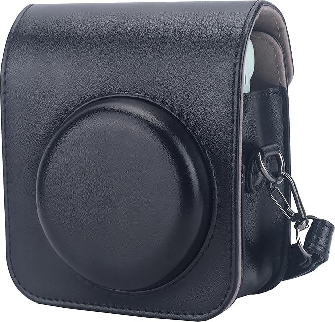 Frankmate Protective Case Compatible with Fujifilm Instax Mini 12 Instant Film Camera with Accessory Pocket and Adjustable Strap (Black)