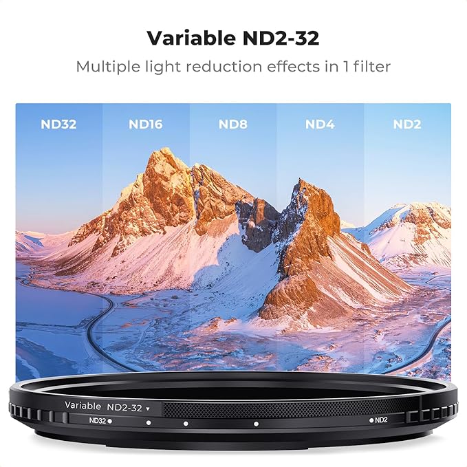 K&F CONCEPT 58mm Magnetic Variable ND Lens Filter ND2-ND32 (1-5 Stops) + 58mm Basic Ring Kit, No X Cross Magnetic Adjustable Neutral Density Filter with 28 Multi-Layer Coatings (Nano-X Series)