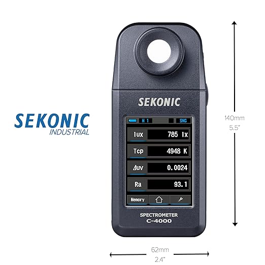 Sekonic C-4000 Spectrometer, Professional Light Meter with Bluetooth, 1600K-40000K Range, Smartphone App Compatible, USB-C Connection