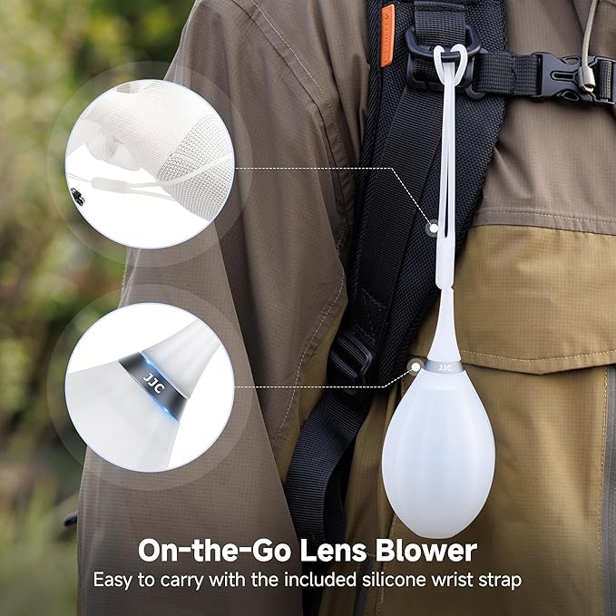 JJC Camera Air Blower for Digital SLR Mirrorless Camera Sensor CCD CMOS Lens Filter, Lens Blower with Lanyard for Outdoor Travel Cleaning-Transparent
