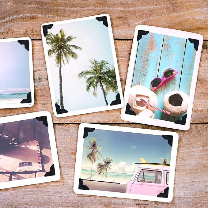 1200 Pcs Photo Corners Self Adhesive Black Picture Corners for Scrapbooking Stamping Supplies DIY Scrapbook Stickers Album Diary Personal Journal Diary Organizer Memory Book Picture Frames