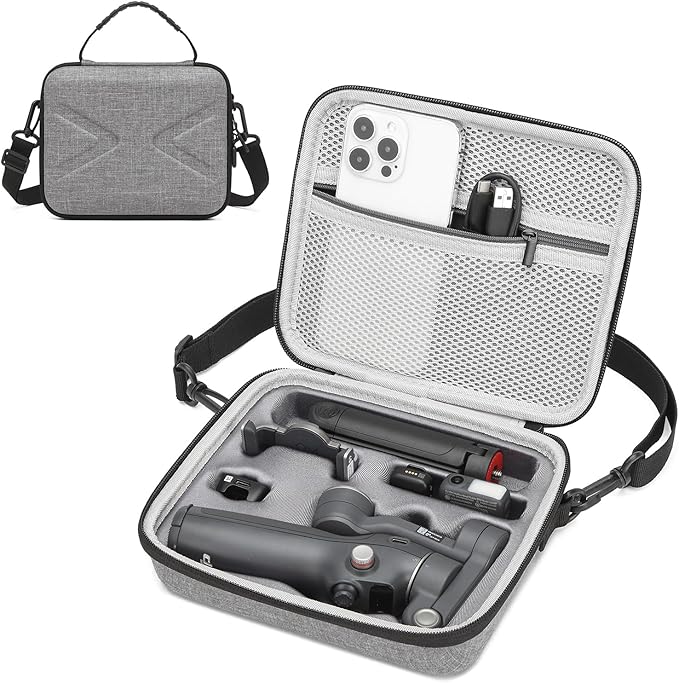 Hard Case for Osmo Mobile 7P / 7, Portable Storage for OM 7P/7, Shoulder Bag for DJI OM 7 /7P Smartphone Gimbal Stabilizer Accessories Case, Gray