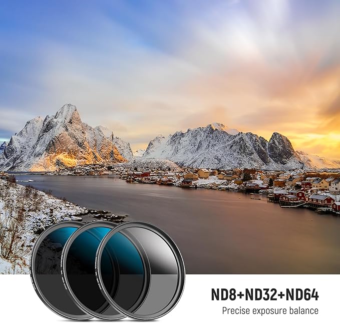 NEEWER 67mm ND Filter Set, ND8/32/64 (3/5/6 Stops) Multicoated Neutral Density Camera Lens Filter Photography Accessories with Storage Case & Cleaning Cloth, 3 Packs