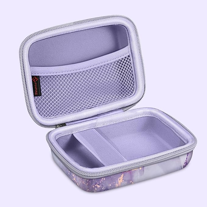FINTIE Kids Camera Case Compatible with Goopow/Seckton/Dylanto/Mgaolo/Masterbee/CIMELR/Desuccus Kids Digital Camera Toys, Children Carrying Bag, Birthday Festival Gift, Lilac Marble
