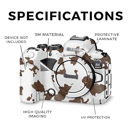 Glossy Glitter Camera Skin Compatible with Canon EOS R6 Mark II Camera (2022) - Brown Cow - Premium 3M Vinyl Protective Wrap Decal Cover - Easy to Apply | Crafted in The USA by MightySkins