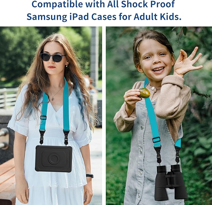 Adjustable iPad Binocular Camera Strap, Comfortable Shoulder Strap Nylon Neck Lanyard for iPad/Samsung Tablet Case,Crossbody Laptop Luggage Bag (Sky Blue)