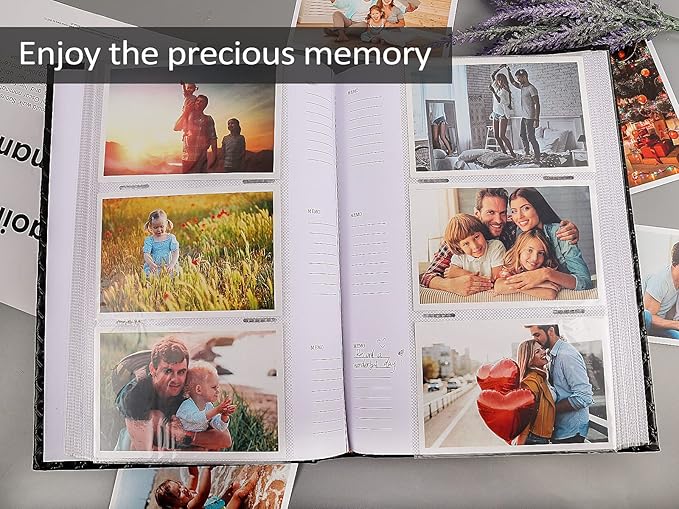 RECUTMS Small Photo Album 4x6 Paper Core Insert Inside Page Picture Album PU Leather Cover 300 Photo Sleeves Boy Girl Family Photo Book Memo Slot Wedding Albums (White)