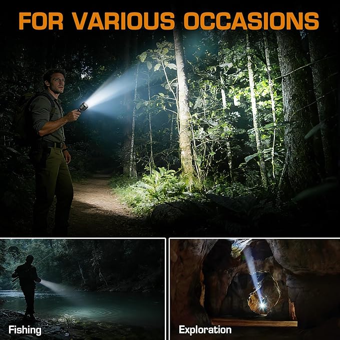 EverBrite 5000 High Lumens Rechargeable Flashlight, 5 Modes Zoomable Tactical Flash Light High Powered, LED Super Bright Spotlight for Hunting Hiking Camping Home Emergency& Survival Gear