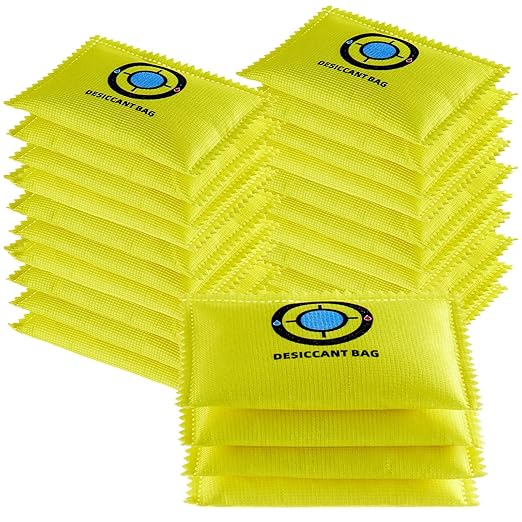 Lounsweer 24 Pack (100g Each) Rechargeable Silica Gel Desiccant Packets, Reusable Moisture Absorber for Storage Bins, Gun Safes, Camper and Cars, Desiccant Dehumidifier for Closets, Drawer, Luggage