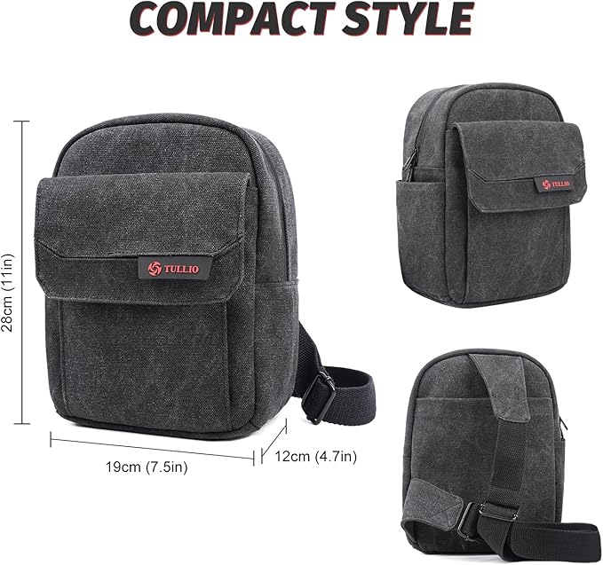 TULLIO Camera Bag Small Canvas Crossbody Purse Waterproof Dslr Camera Bag Case for Photographer