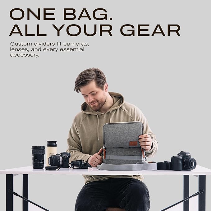 C Coiro Camera Bag for Digital DSLR SLR, Protection, Waterproof Mirrorless Small Camera Bag, Camera Lens Case, Travel Organizer Camera Insert for Backpack, Gray Color