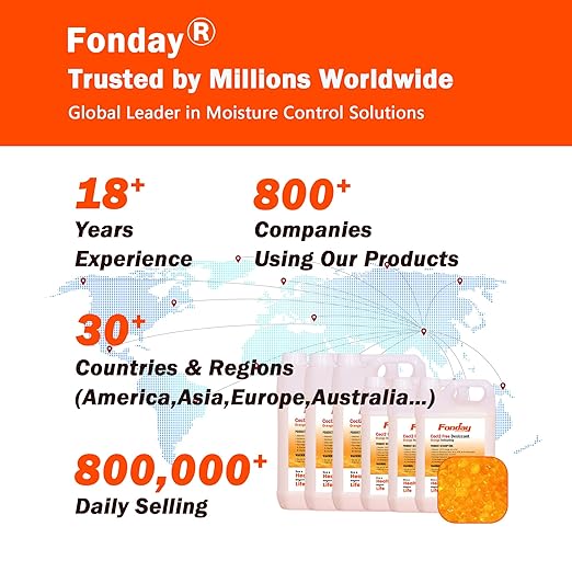 4LB Fonday Premium Moisture Indicating Silica Gel Desiccant Orange to Green Rechargeable Industry Standard Bead Size 3 to 5mm