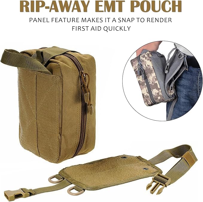 first aid kit bag empty Molle ifak pouch emt tactical medical pouch med rip away belt pouch small rescue tool pouches (TAN)
