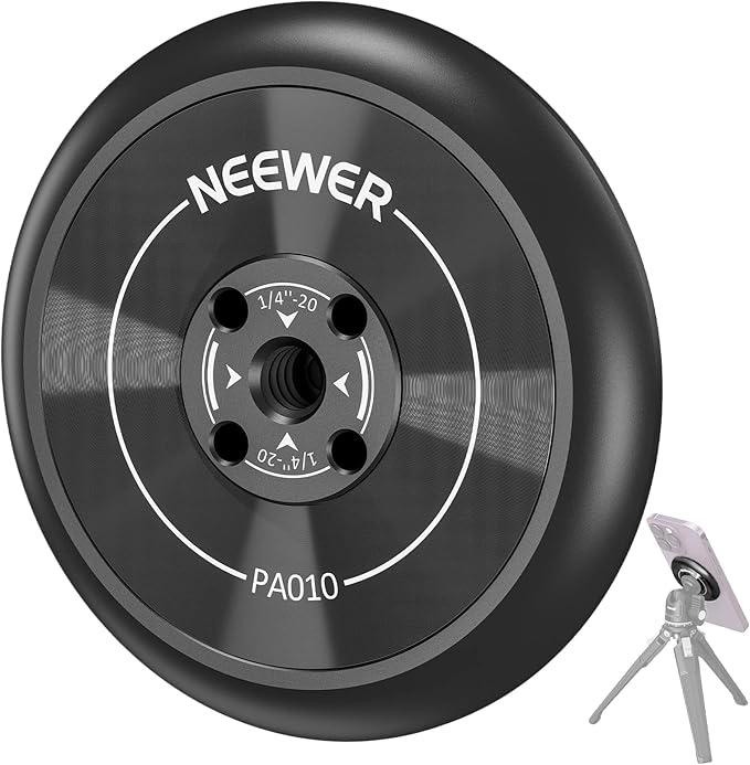 NEEWER Magnetic Phone Tripod Mount Adapter with 1/4" Holes Compatible with iPhone MagSafe Selfie Stick for 15 Pro Max 15 Plus 14 13 12 Pro Max Mini, Phone Holder for Ring Light Video Recording, PA010