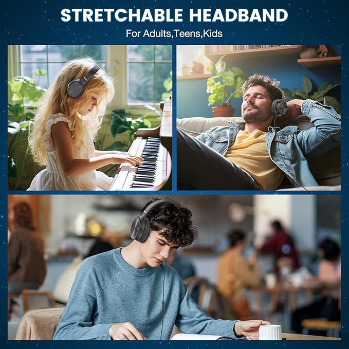 USB C Headphones Wired, Over Ear USB C Wired Headphones with Microphone, Volume Control, HD Stereo Sound, Foldable USB Type C Headphone for Adult/Teens/Laptop/Computer/iPhone 15/16/17, Black