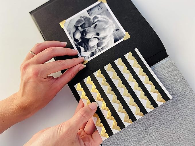 3L Scrapbook Adhesives Self-Adhesive Creative Paper Photo Corners, Gold, 108-Pack