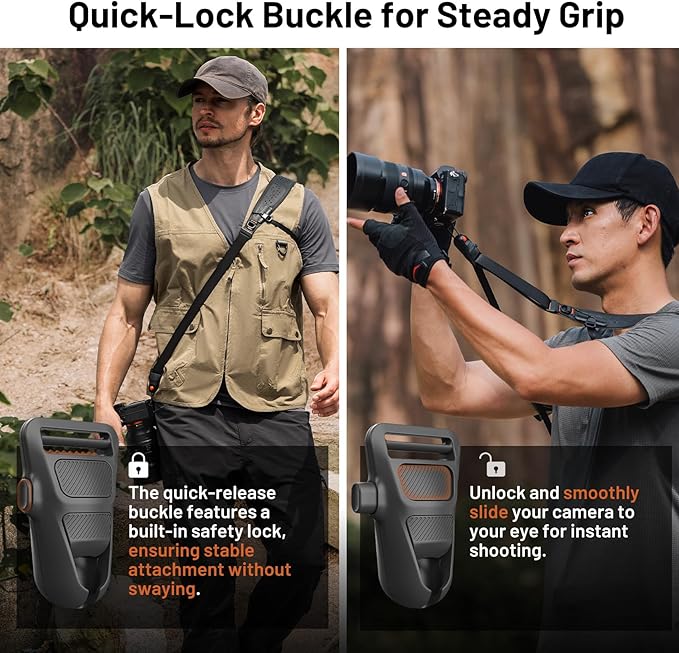 PGYTECH Camera Strap Pro, Quick Release Heavy Duty Camera Shoulder Strap With Detachable Underarm Strap, Professional Camera Harness, Leather Ergonomic Shoulder Pad for DSLR/Mirrorless Cameras, Green