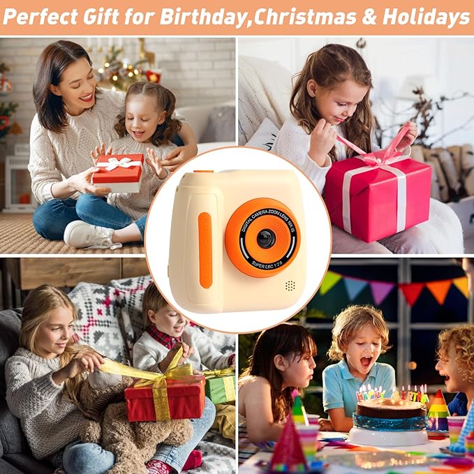 Kids Instant Print Camera,Toddlers Digital Camera Toys with Selfie Photo Thermal Printer, Child Christmas Holiday Birthday Gifts for Girls Boys Ages 3 4 5 6 7 8 9 10 11 12 Years Old