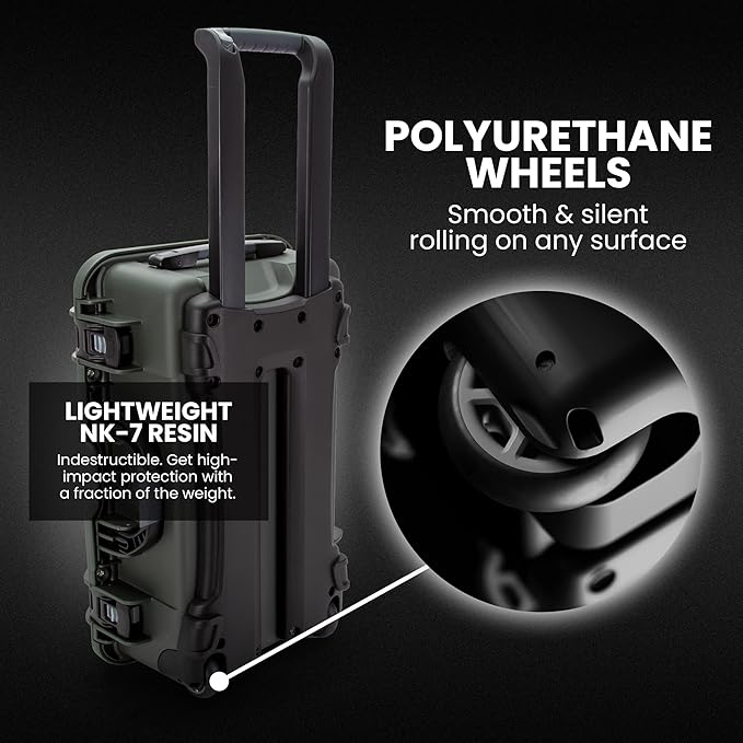 NANUK 935 Hard Case – Waterproof Equipment Case with Wheels, 22” x 14” x 9” – Dustproof and Impact Resistant, Airline Carry-On Approved – Olive