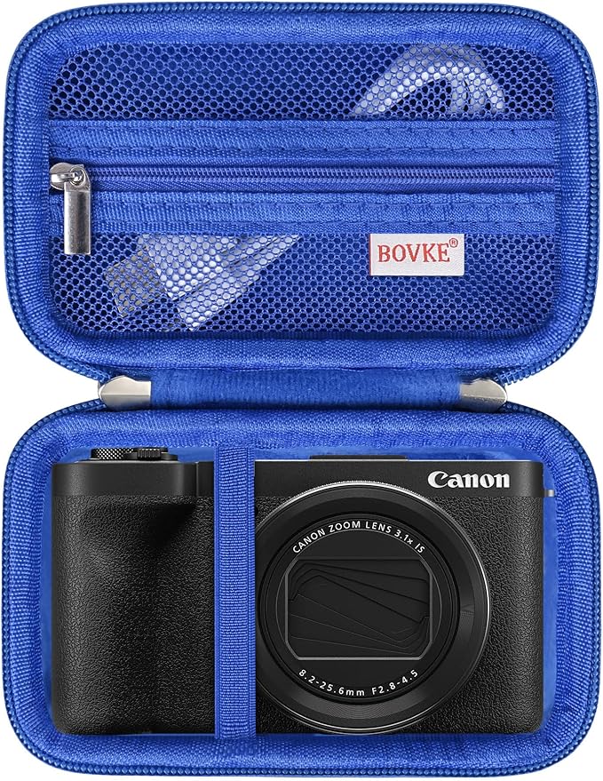 BOVKE Travel Case for Canon PowerShot V1 Hybrid Digital Camera, Canon V1 Video Vlogging Protective Storage Holder Bag with Extra Space for Cables, Battery, SD Cards, Blue