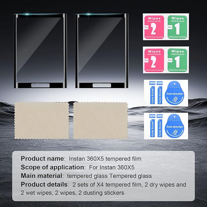 Screen Protector for Insta360 X5 Accessories (2 Pack), Tempered Glass LCD Display Film Screen Protective Cover for Insta 360 X5, Ultra Thin High Definition Full Coverage Anti-Scratch