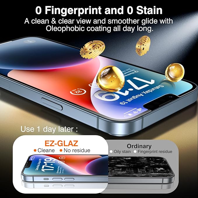 EZ-GLAZ-4+2 Pack for iPhone 14 Privacy Screen Protector[6.1 inches] With Camera Lens Protector, [Drop Protection] 9H Hardness Full Coverage Anti-Spy Tempered Glass Film, Easy to install