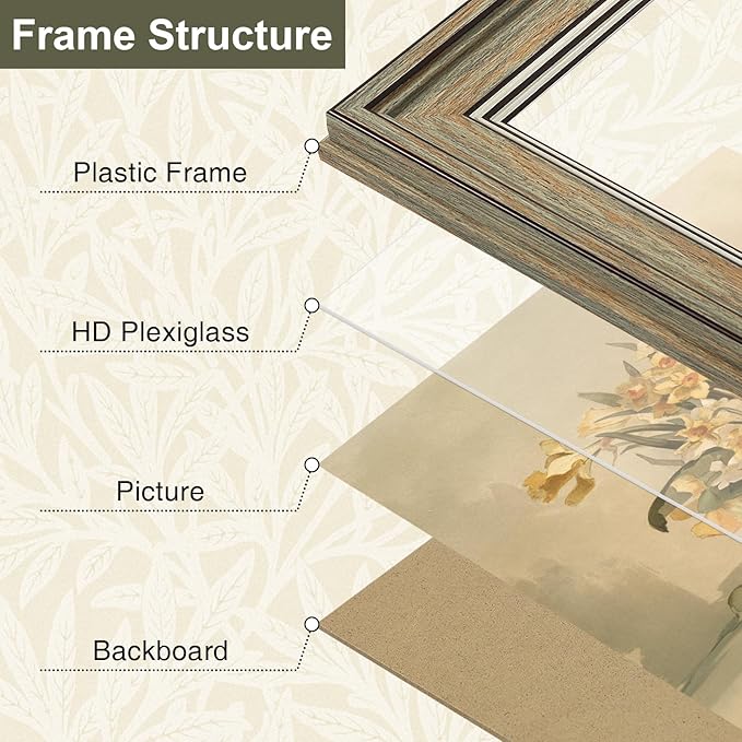Vittanly 8x8 Picture Frame Set of 4, Vintage Photo Frame for Wall or Tabletop, Display 8x8 Pictures, Rustic Farmhouse Home Decor, Multicolour