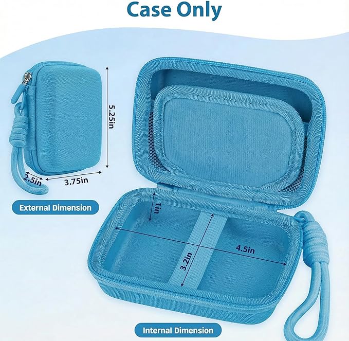 Digital Camera Case for CAMKORY/KODAK PIXPRO FZ45/FZ55/Canon IXUS 285 HS/AbergBest/Sony DSCW800/DSCW830 - Small Travel Compact Camera Holder with Mesh Pocket for SD Card & Accessories (Sky Blue)