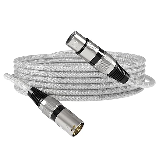 XLR Microphone Cable 15FT Male to Female Balanced Mic Cord with Oxygen-Free Copper 3-Pin XLR Connectors for Audio Mixer Studio Monitor PA System Microphone Podcast Recording