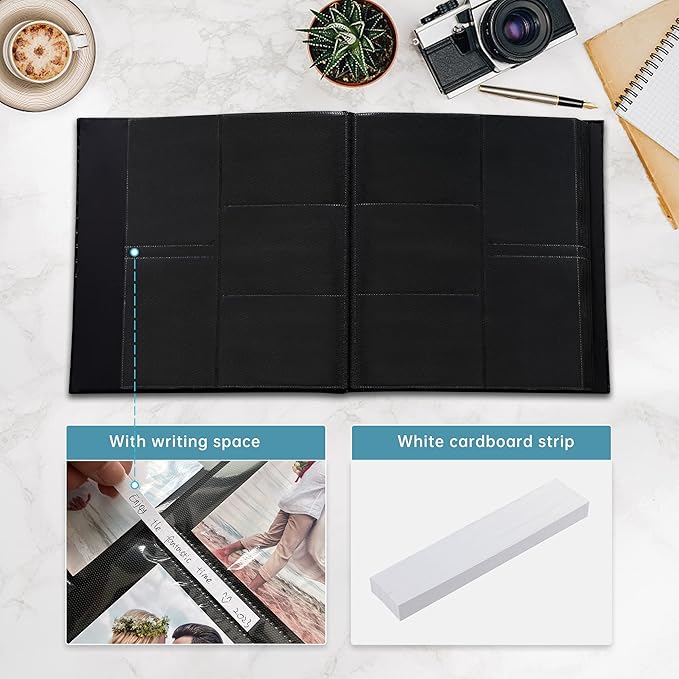 Mublalbum Leather Photo Album 4x6 600 Photos Large Capacity Picture Book with Horizontal and Vertical Pockets for Baby Wedding Anniversary and Family (Gold)