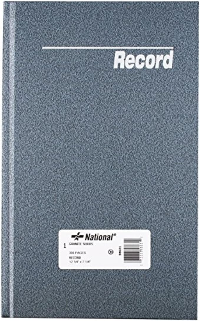 NATIONAL Granite Series Record Book, Patina Blue, 12.25 x 7.25", 300 Pages (56031)