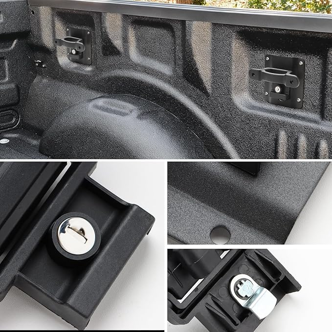 auovo Tie Down Anchors Compatible with 2015-2025 2026 Ford F150 F250 F350 Truck Bed Tie Down Anchors with Brackets Plates Boxlink Cleats 4 Pack Truck Cargo Accessories Replace# FL3Z-99000A64-B
