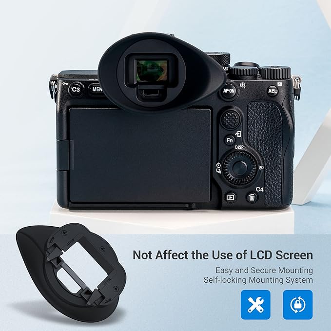 JJC Camera Viewfinder Eyecup Eyepiece for Sony A7R V A7R5 A7 IV A7M4 A7S III A7SIII A7S3 A1 Alpha 1 Replaces Sony FDA-EP19 Eye Cup, Oval Shape Soft Silicone and 360° Rotatable Design