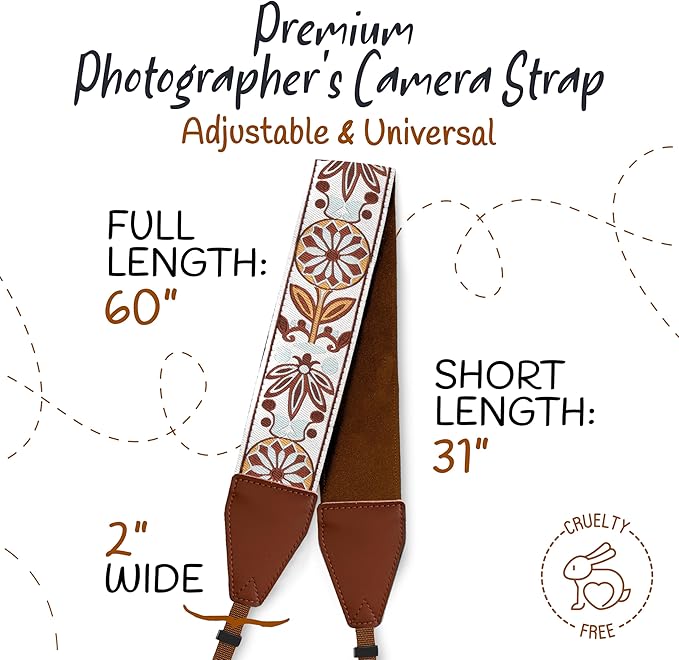 Art Tribute Camera Strap for All DSLR and Mirrorless Cameras. Add Your Name Or Initials Make It a Personalized Gift