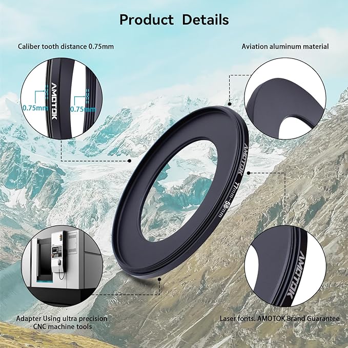 77mm Lens to 58mm Camera Lens Adapter,77mm to 58mm Filter Step-Down Ring Adapter Ring,Compatible All 58mm Filter Accessory