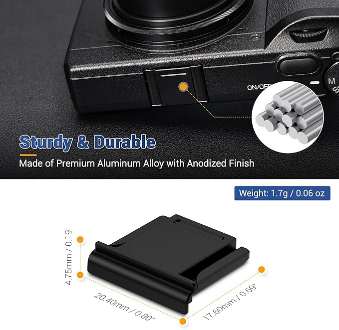 JJC GR IV Hot Shoe Cover Cap for Ricoh GR4 GRIV HDF Monochrome Digital Camera, Aluminum Alloy Shoe Mount Protector with Silicone Pad, Replaces Ricoh GK-2, Anti-Scratches & Dustproof-Blue