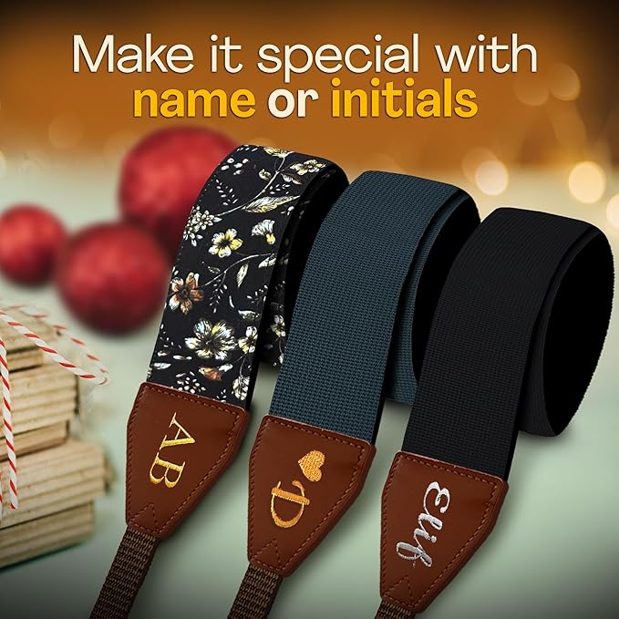 Art Tribute Camera Strap for All DSLR and Mirrorless Cameras. Add Your Name Or Initials Make It a Personalized Gift