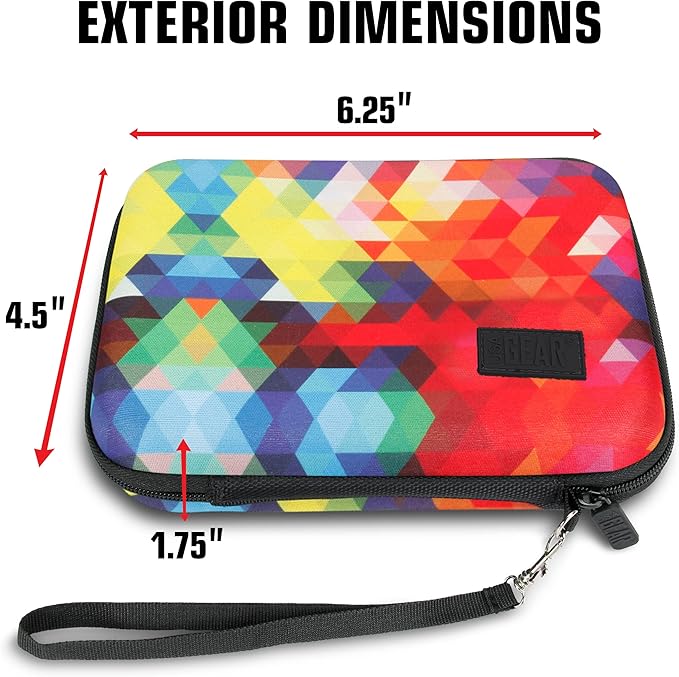 USA Gear Instant Printer Case Compatible with HP Sprocket 2x3, Instax Mini Link 2, Kodak Printomatic, Photo Paper, Cable & more - Hard Shell Portable Printer Carrying Case with Wrist Strap (Geometric)