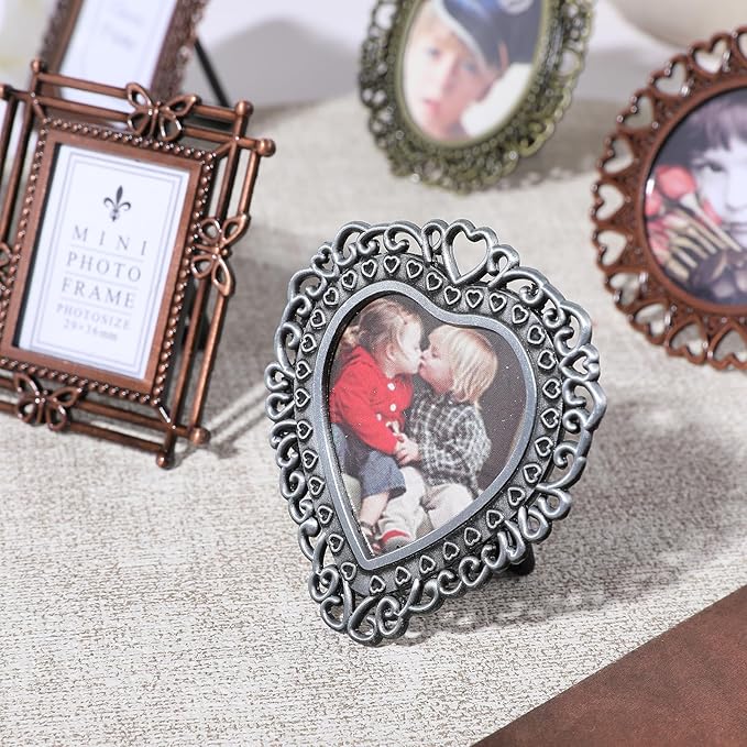 6 Pcs Mini Vintage Picture Frame,1 Inch Size Picture Frames Tiny Metal Pictures Frames 1" Antique Mini Pictures Frame for Tabletop and Wall Display Old Fashioned Photo