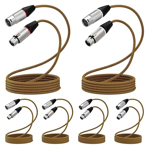 10ft XLR Cables 6 Pack, Durable Nylon Braided Male to Female Microphone Cable,Cord for Recording Mixer Amplifie Speaker, OFC Shielded and Balanced XLR