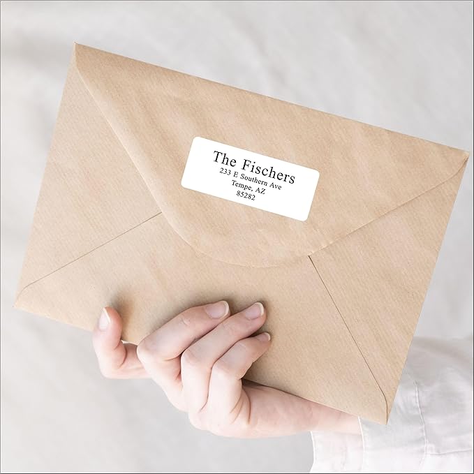 Personalized White Address Labels for Wedding or Business – Custom Return Address Stickers for Envelopes, Mailing & Shipping Packages – Bulk Business Mailing Labels by PrettySweetParty (Serif Font)