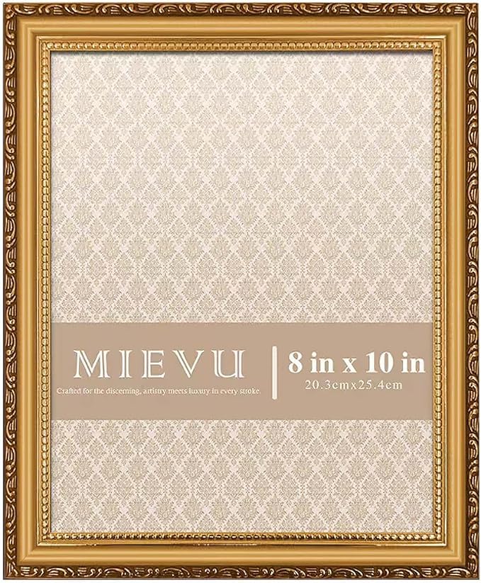 8×10 Picture Frame Gold - Picture Frames for Wall Hanging And Tabletop Display, Ornate Photo Frame for Poster,Vintage Frames,with Durable Plexiglass