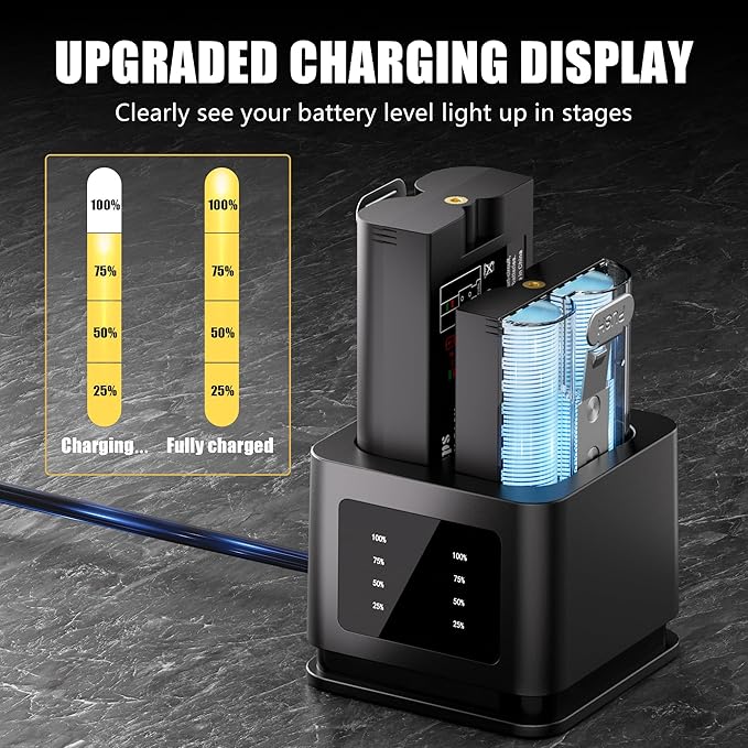 2-Pack 6040mAh Replacement Battery for Ring Cameras- Upgrade Battery Charger Kit for Ring Video Doorbell 2/3/3 Plus/4, Spotlight Cam, Stick Up Cam and Peephole Cam Indoor