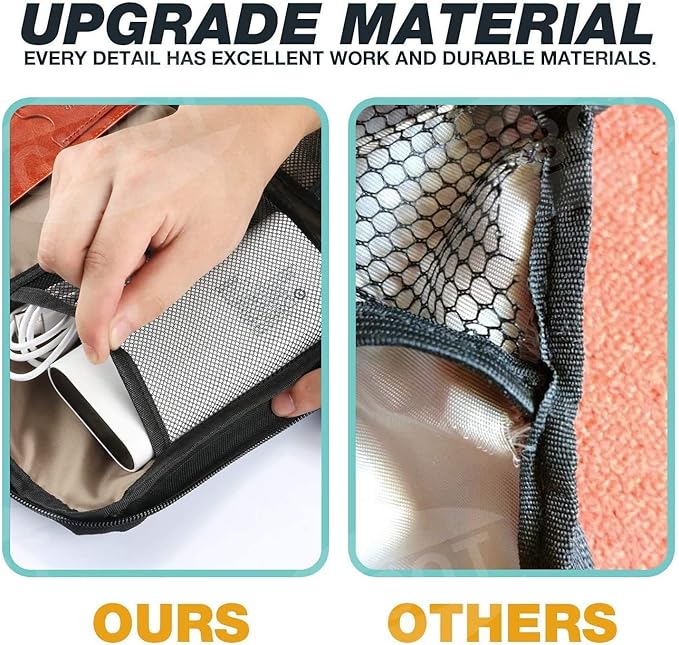 Travel Cable Organizer Bag Double Layer Waterproof Portable Electronic Accessories Organizer for USB Cable Cord Phone Charger Headset Wire SD Card with 10pcs Cable Ties(Black10.6x8 in)