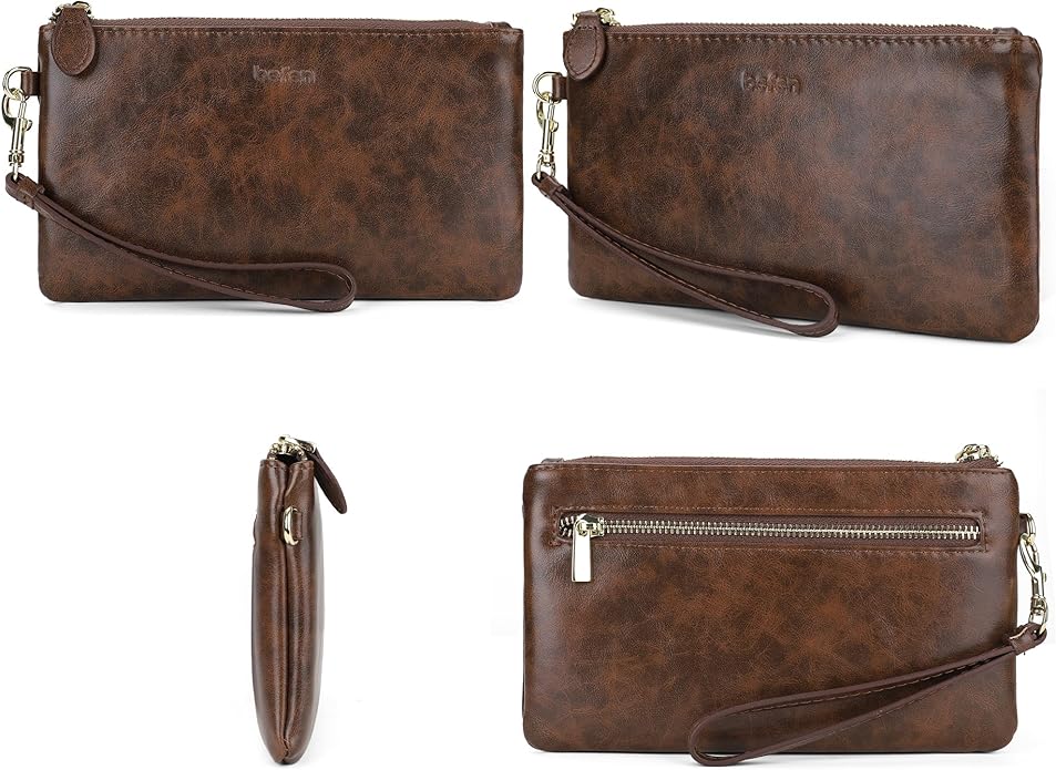 befen Genuine Leather Wristlet Clutch RFID Blocking Bag Cell Phone Wallet Purse Wristlet Wallet Purses and Handbags for Women