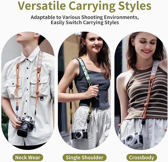 JJC Camera Neck Strap with Quick Release, Vintage Camera Shoulder Sling Strap for Canon EOS R100 R50V R50 R6 Sony A7 V A7 IV A7R V A7C II Fujifilm X half X-E5 X-M5 X-T50 X-T30 III II-ChromaWild