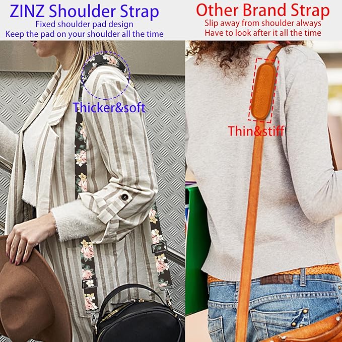 ZINZ Shoulder Strap 58" Ultra-Thick Fixed Padded and Adjustable Buckles Crossbody Strap for Briefcase Laptop Bag Luggage