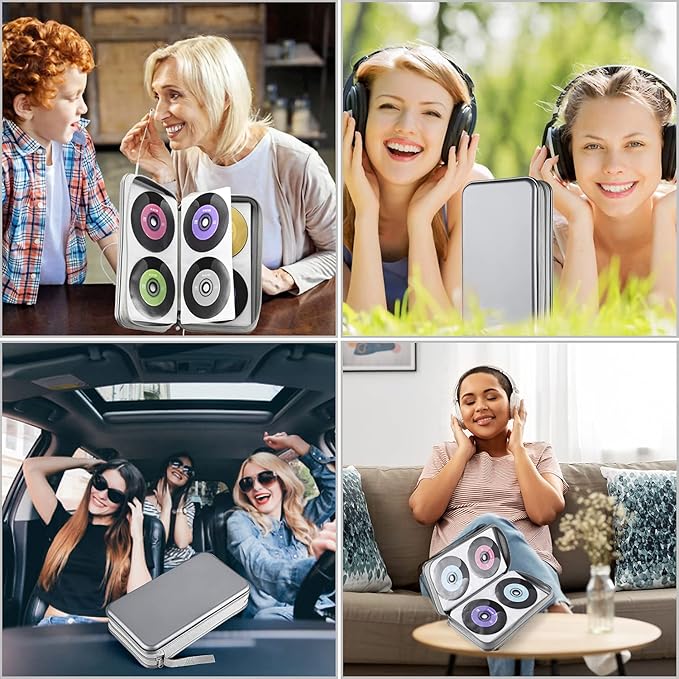 UENTIP CD Case Holder,Portable CD/DVD Case Holder CD Organizer Wallet Protective DVD Storage Wallet for Car Home Travel (96, grey)